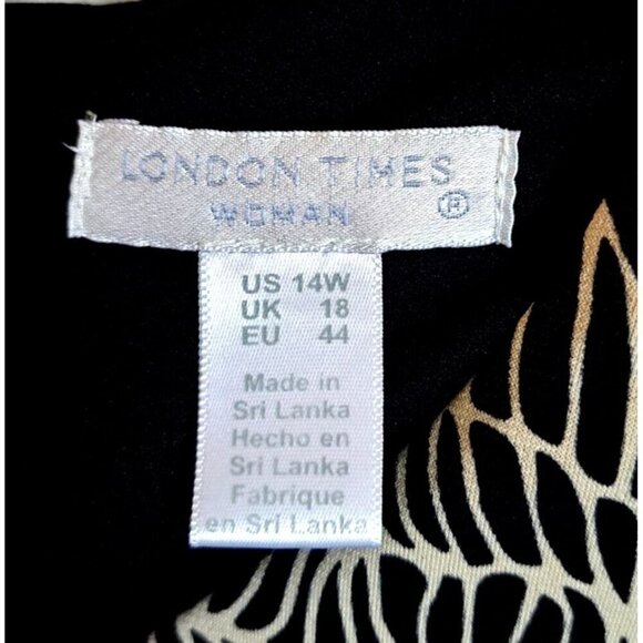 London Times Woman 14W Sleeveless Floral Multicolor A-Line Handkerchief Hem - Picture 2 of 7